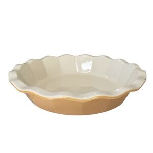 Williams Sonoma Emile Henry Orange Ruffled Pie Dish Plate 10 1/4" France (A)